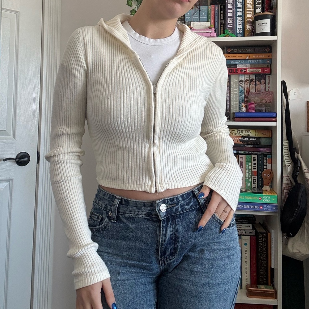 Streetwear Society Cream Ribbed Cardigan